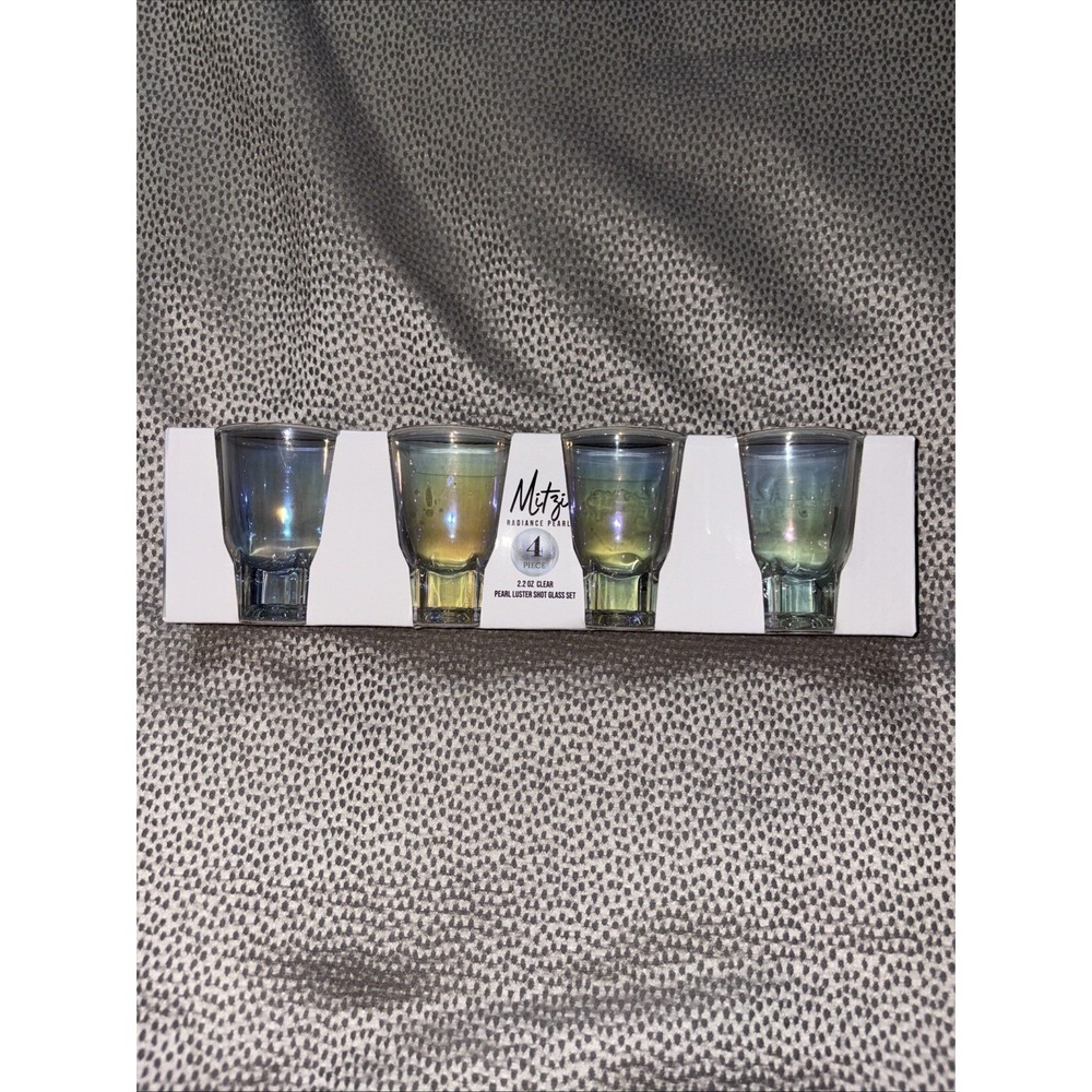 Circleware Mitzi Shot Glasses Set‎ of 4 2.1 oz Radiance Pearl Luster Clear